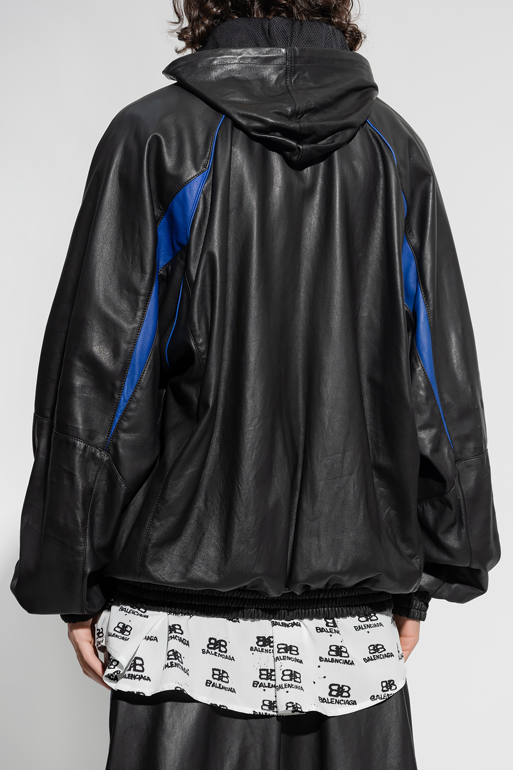 ウォームアップウェア BALENCIAGA Leather tracksuit jacket Balenciaga Men's Leather Tracksuit Jacket in Black/Blue